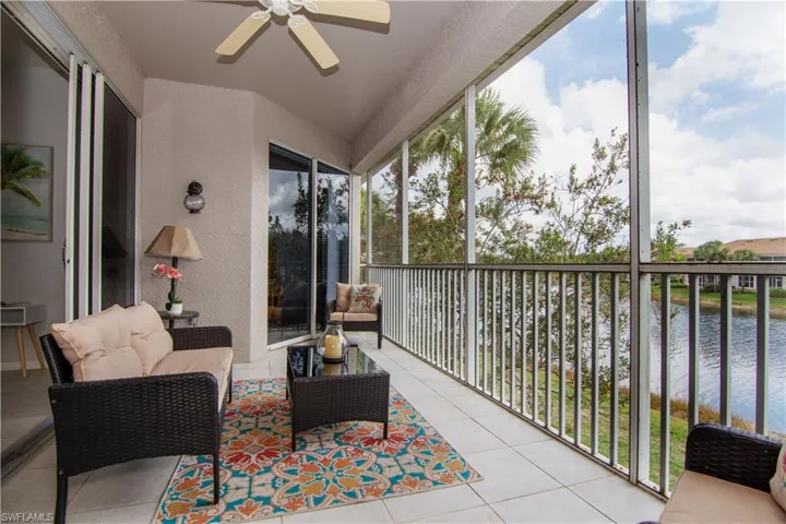 Gorgeous water views from your screened lanai with comfortable seating.