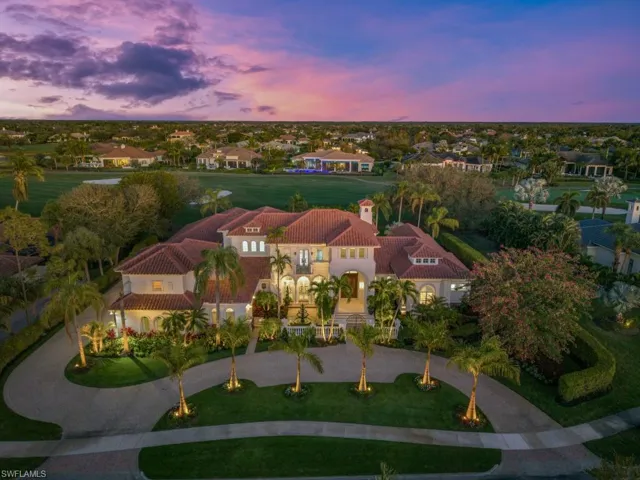 View of aerial view at dusk