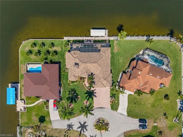 Straight down view of the waterfront property
