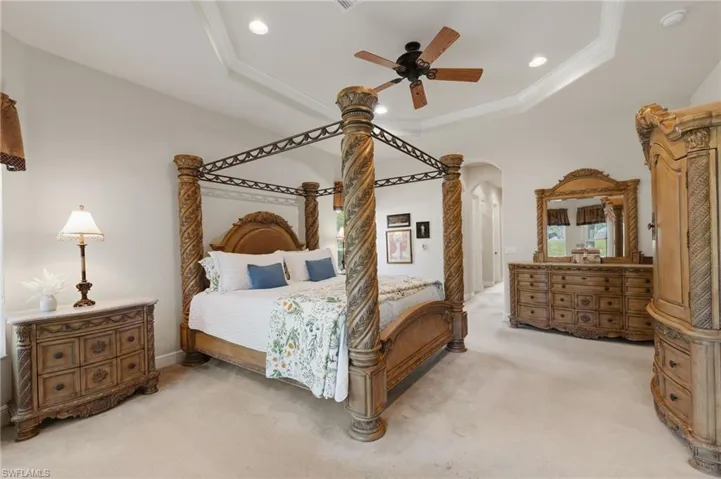 Master bedroom, hall leads to closets, master bath