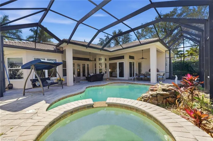 Pool lookin back to covered area