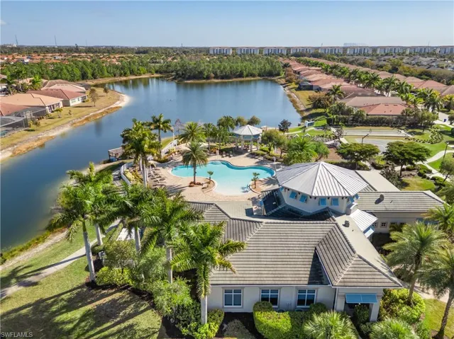 Drone / aerial view of a pool