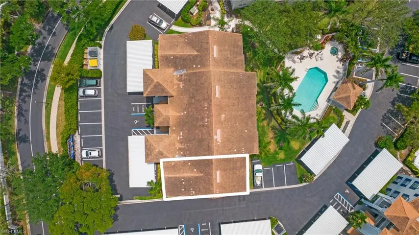 Aerial view of a pool area