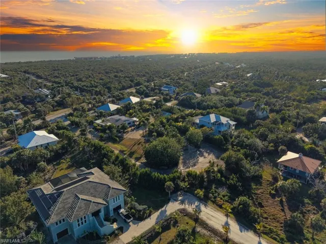Aerial perspective of suburban area