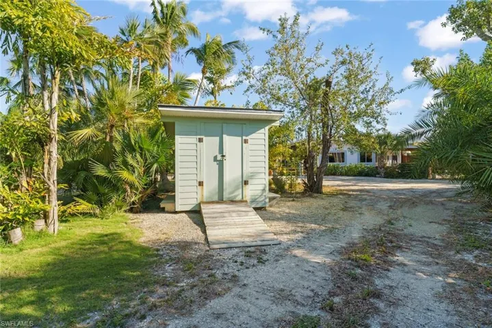 View of two-car detached garage