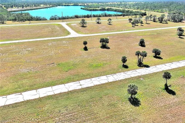 Bird's eye view of a nearby body of water