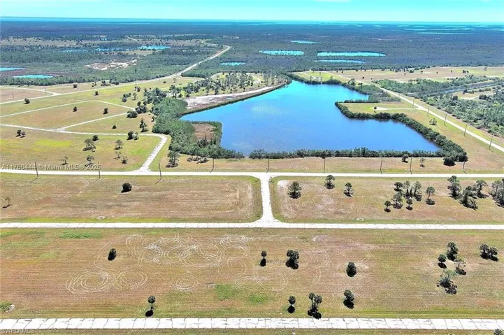 Aerial view of a large body of water