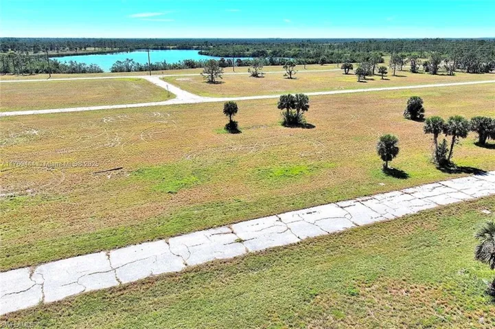 Aerial view of a nearby body of water