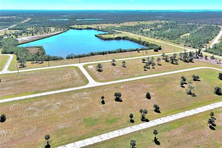 Bird's eye view of a nearby body of water