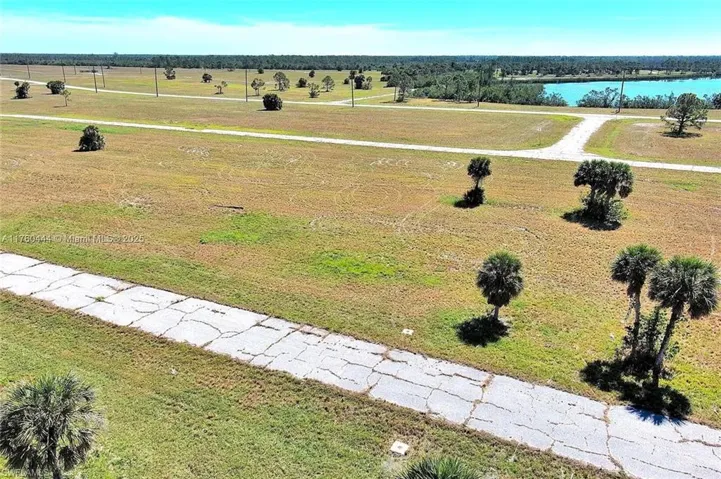 Aerial view of a nearby body of water