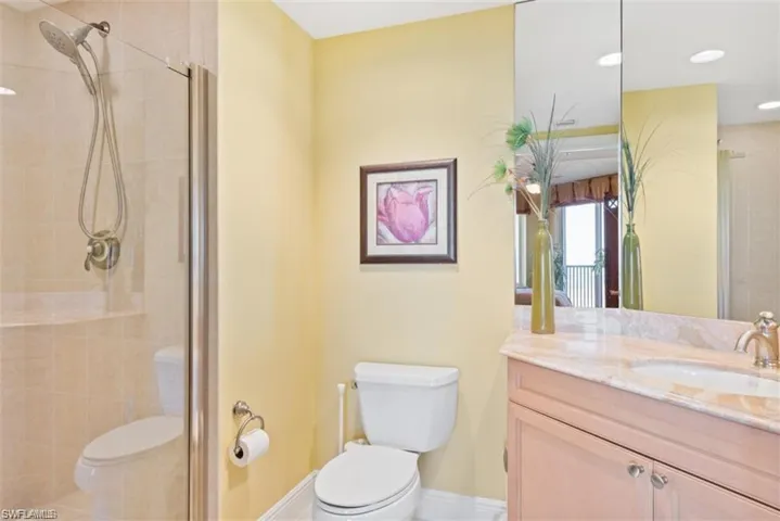 Marble guest bath with shower