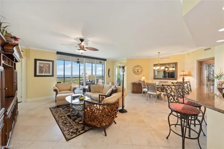 Desirable open floor plan with water views.