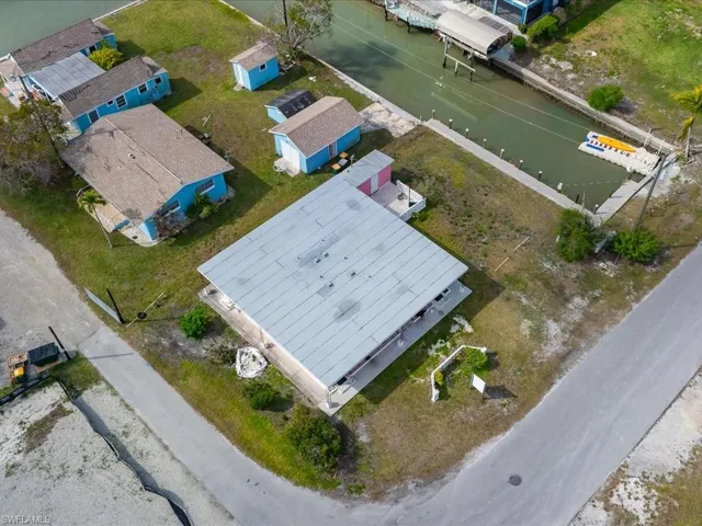 Aerial view of a nearby body of water