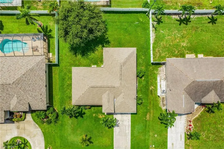 Aerial view of a pool