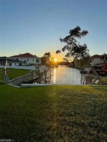 Partial yard view at sunset.