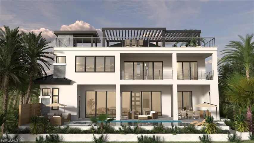 Back of planned property featuring outdoor lounge and a patio area