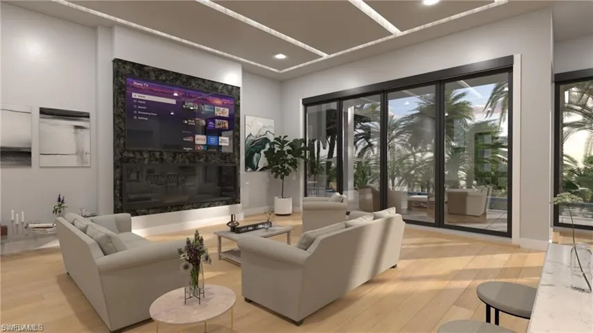 Living area with recessed lighting