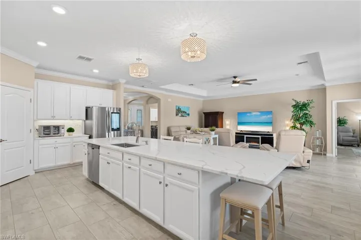 Great room with crown molding