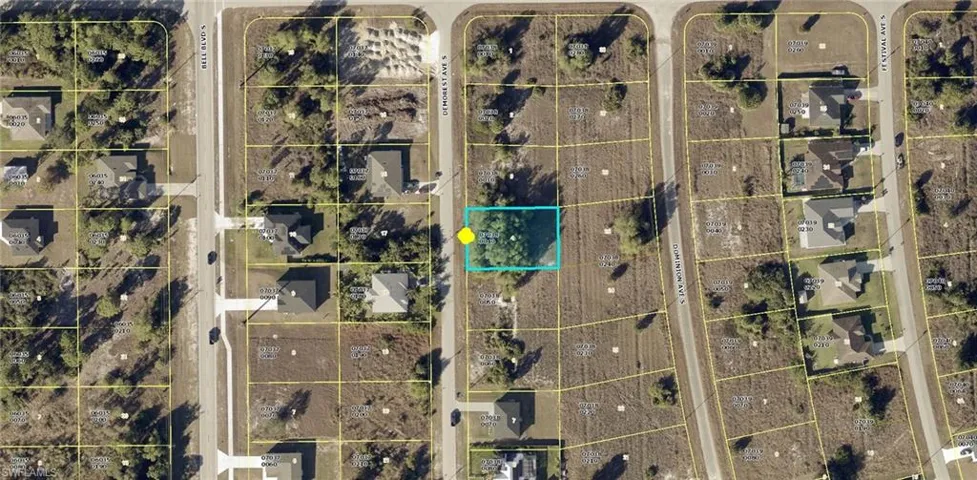 Aerial Map. Illustrating the property's location within a subdivided area