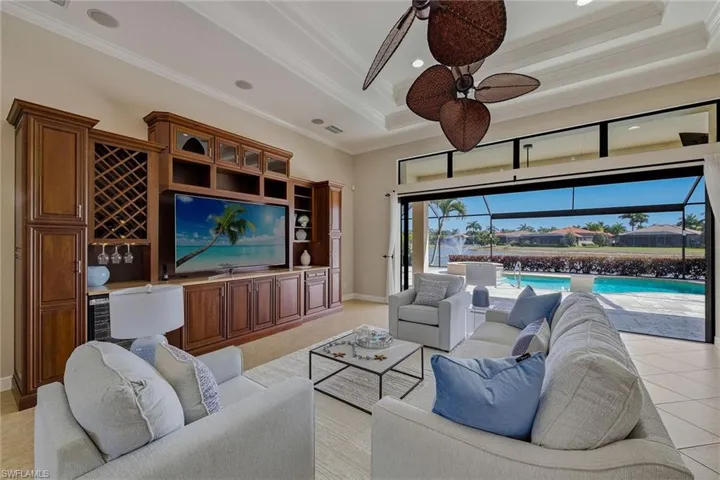 Great room overlooks outdoor area