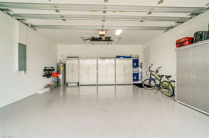 Garage with epoxy finish floor and fully finished walls