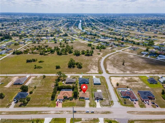 Aerial view of residential area