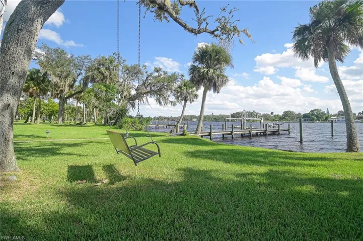 View of the dock from the tree swing