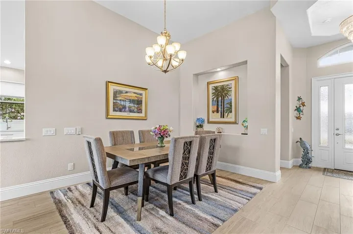 Expansive Open Formal Dining Area, Porcelain Tile Floors