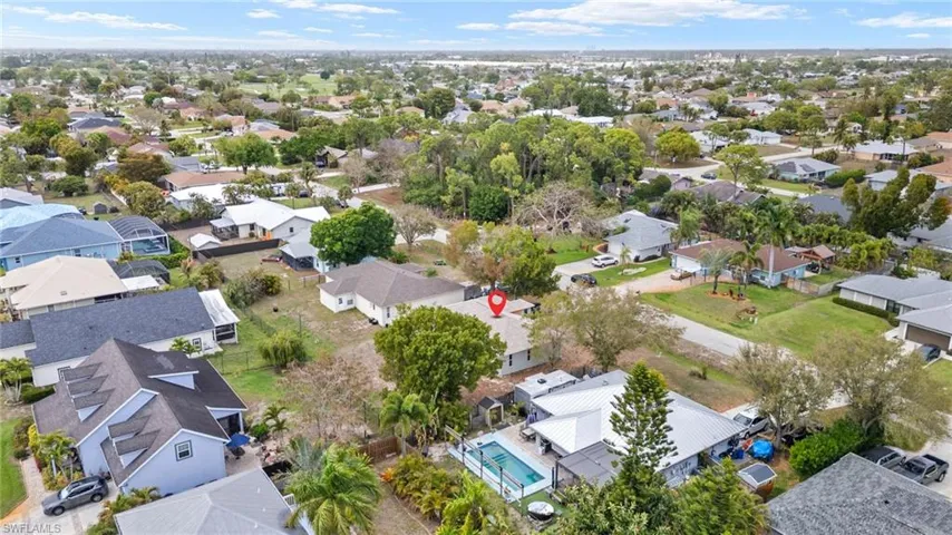 Aerial perspective of suburban area