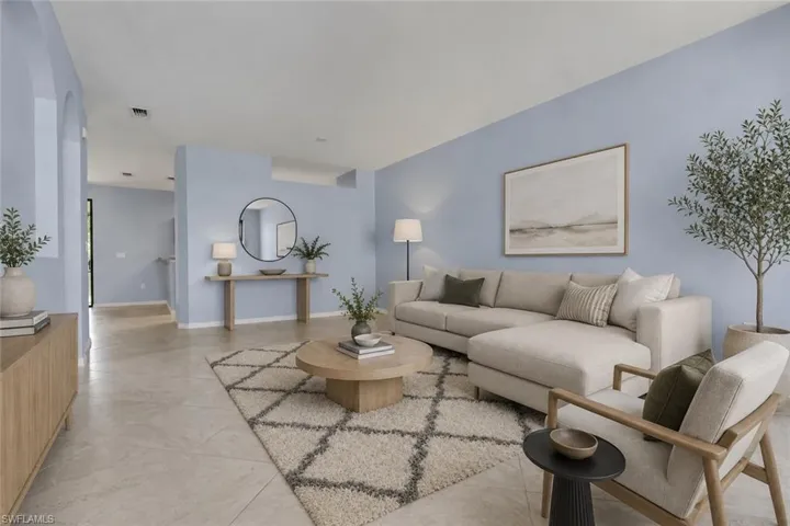 Virtually staged to show furniture placement.