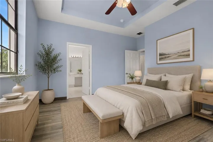 Virtually staged to show furniture placement.