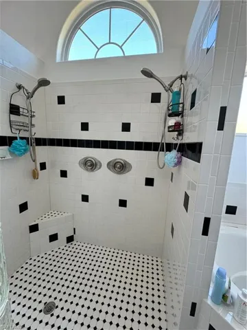 Master bath shower with dual heads