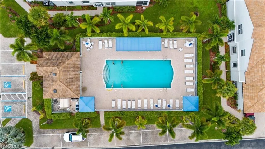 Bird's eye view of a pool area