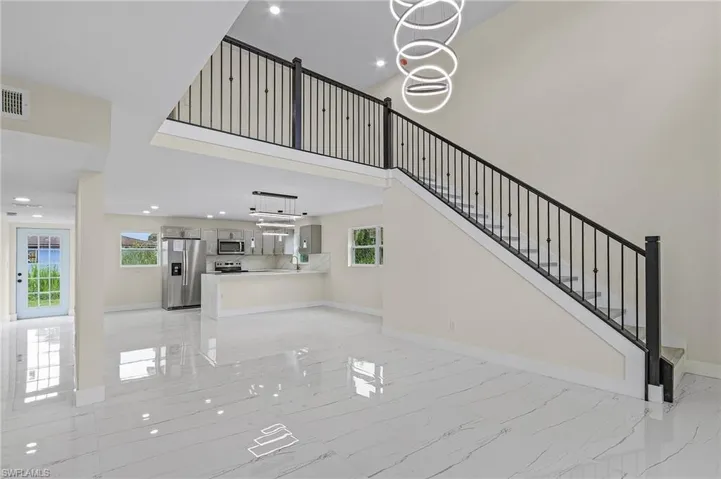 View of living room and kitchen