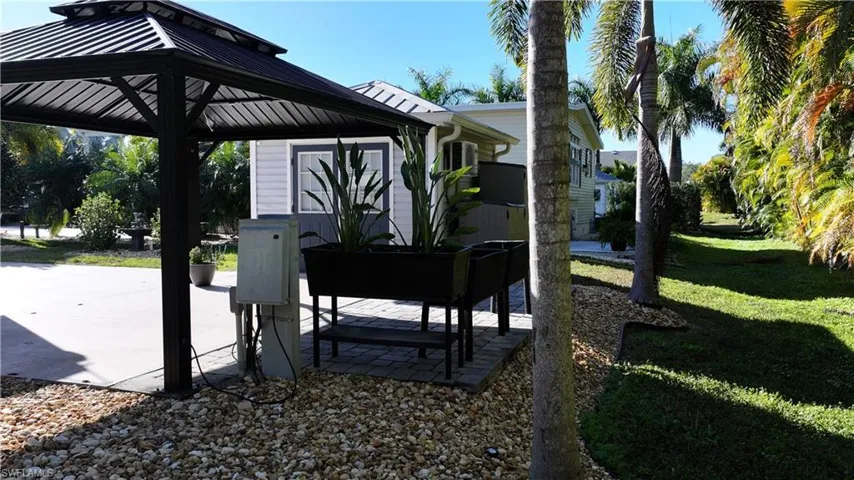 View of patio featuring a gazebo