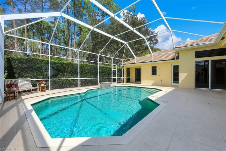 Outdoor pool with water feature