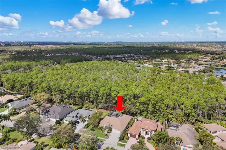 Aerial perspective of the home featuring a preserve view