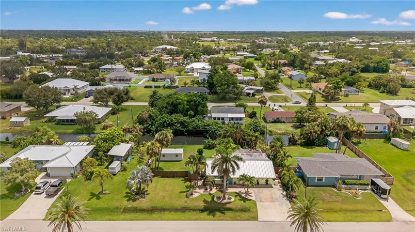 Aerial perspective of suburban area