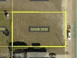 Aerial overview of property's location featuring property boundaries highlighted