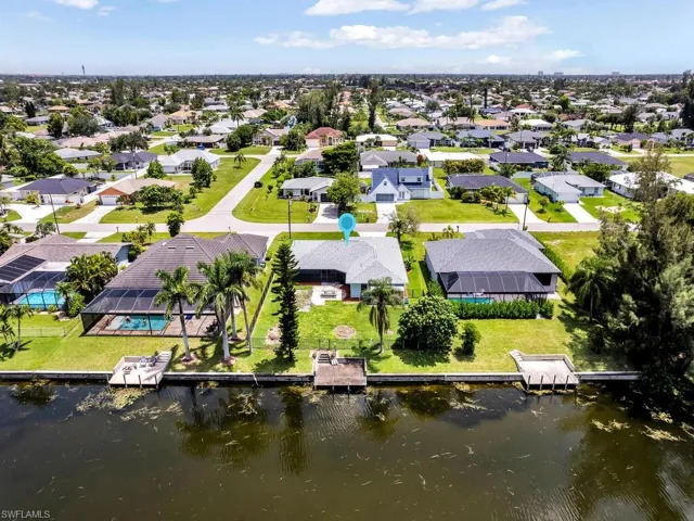 Water view with a dock