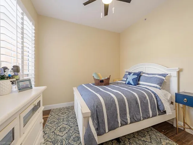 Second bedroom is located next to the second bath.  This area can be transformed into a guest suite with its own private bathroom due to the pocket door located at the hallway entrance.