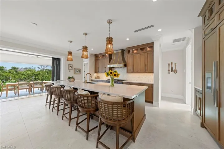 Kitchen view highlighting the expansive island