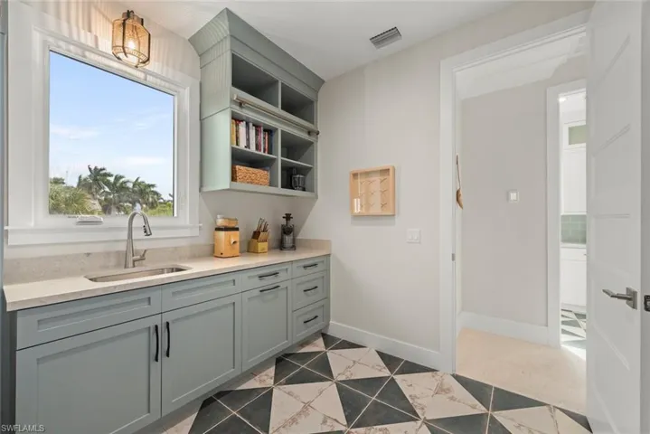 Pantry with built-in shelves