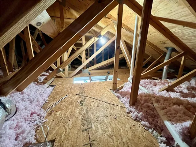 View offinished attic storage space