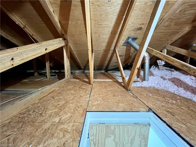 View of finished attic storage space