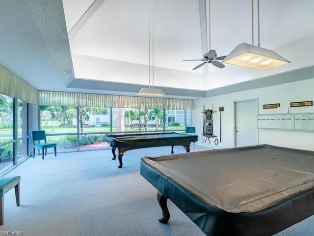 Game room featuring pool table and ceiling fan