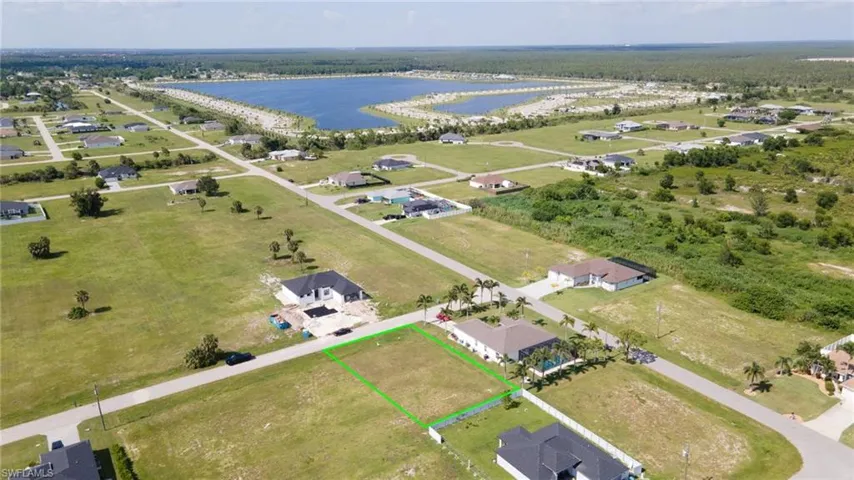 Aerial view of property's location with property parcel outlined