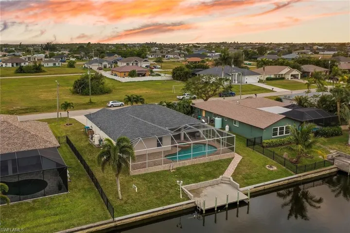 Aerial view at dusk with a water view