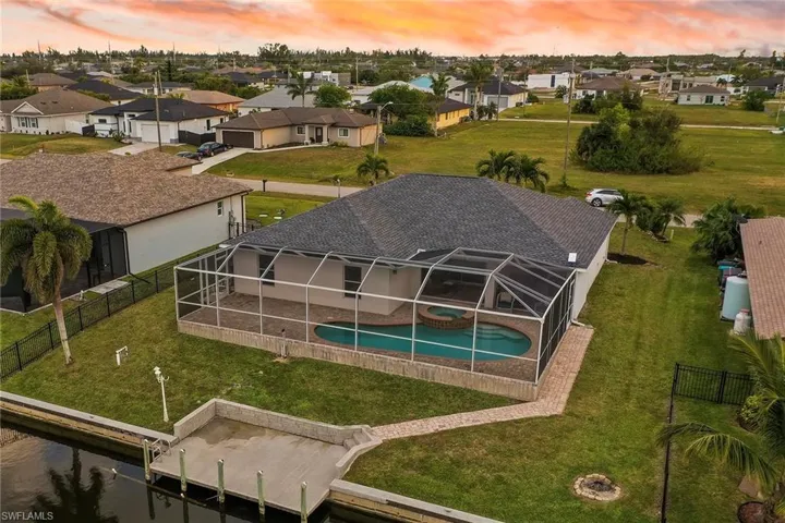 View of aerial view at dusk