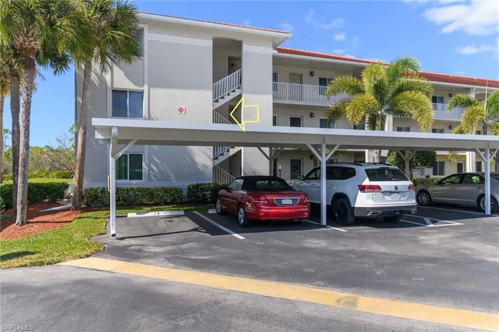 Covered parking lot with stairway